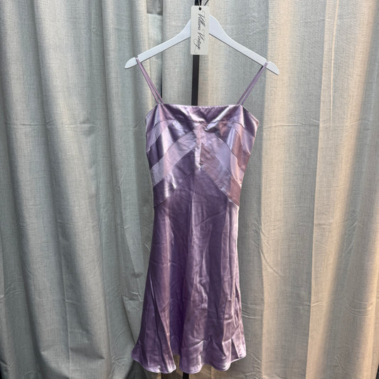 Purple Silk Geometric Midi Dress