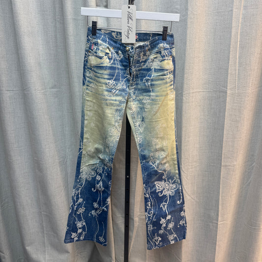 Cavalli Print Acid Wash Jeans