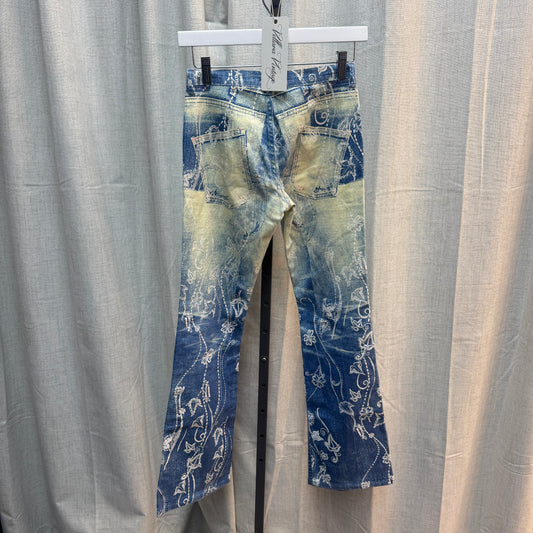 Cavalli Print Acid Wash Jeans