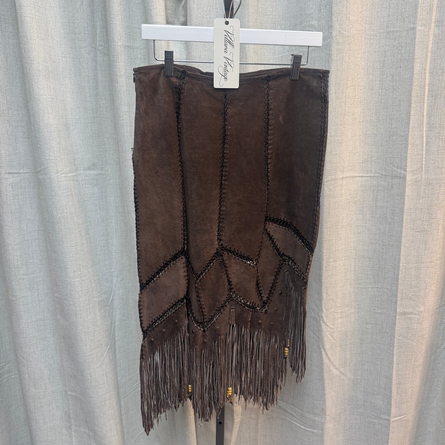 Brown Leather Star Skirt