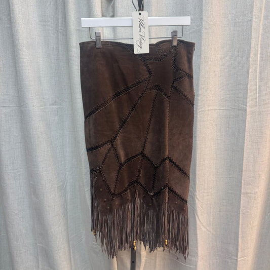 Brown Leather Star Skirt