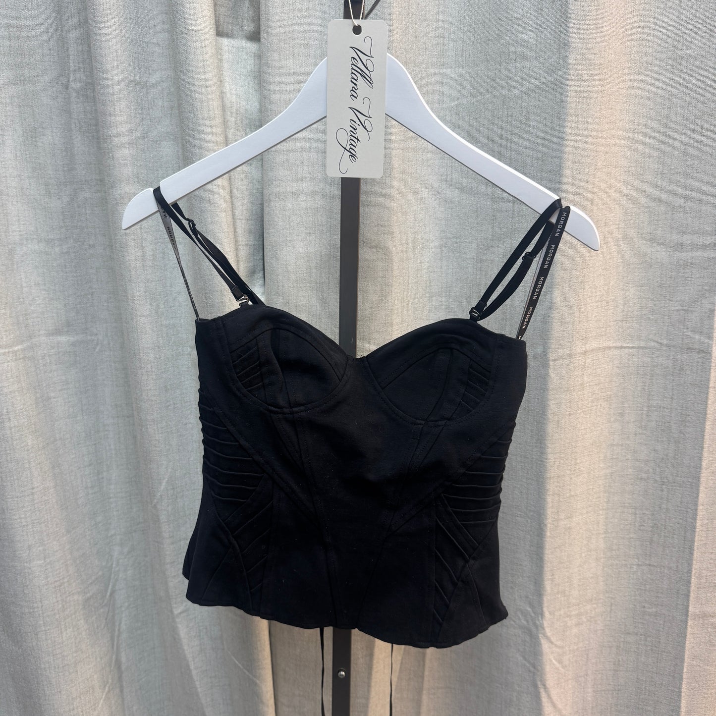 Morgan De Toi Black Corset-Style Tank Top