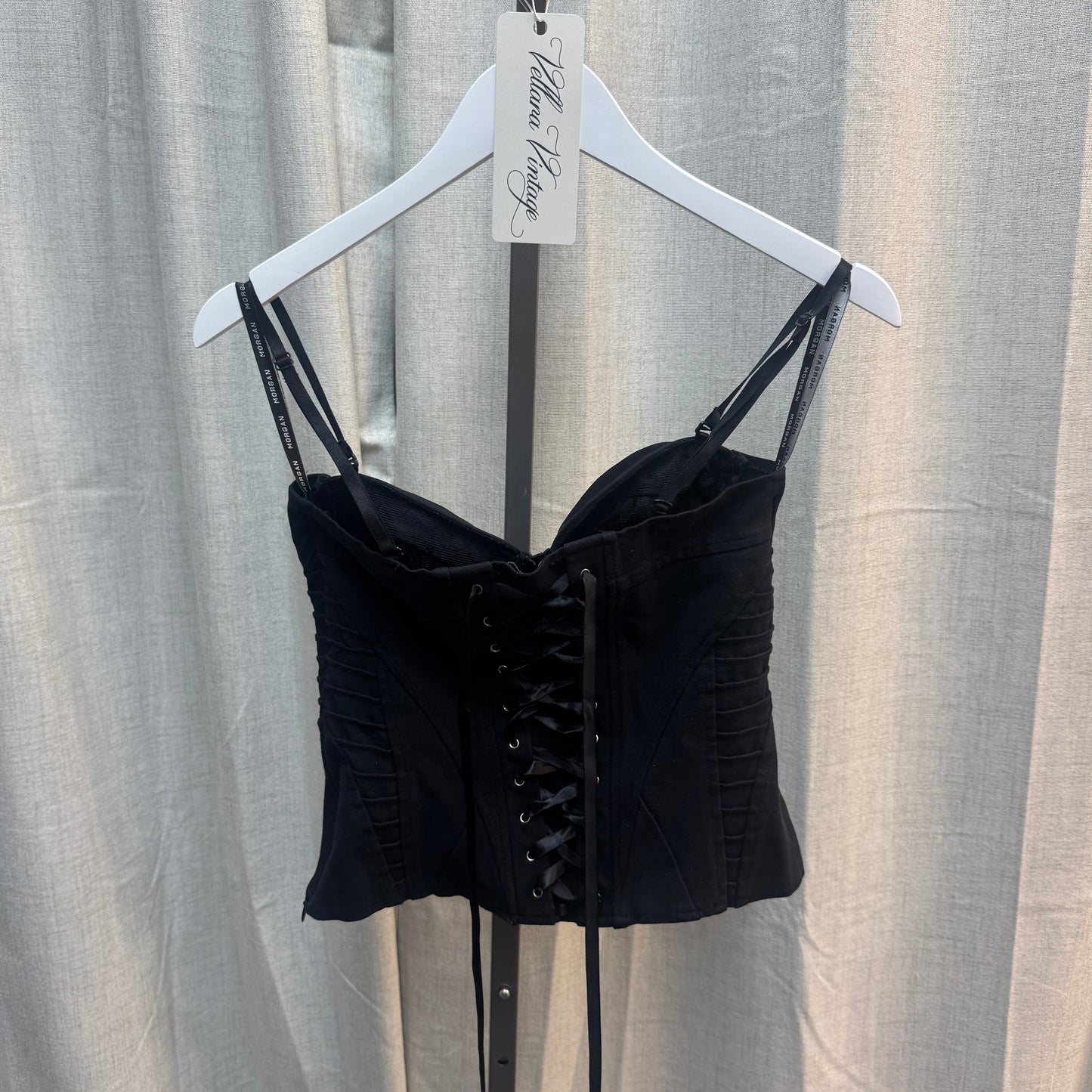 Morgan De Toi Black Corset-Style Tank Top