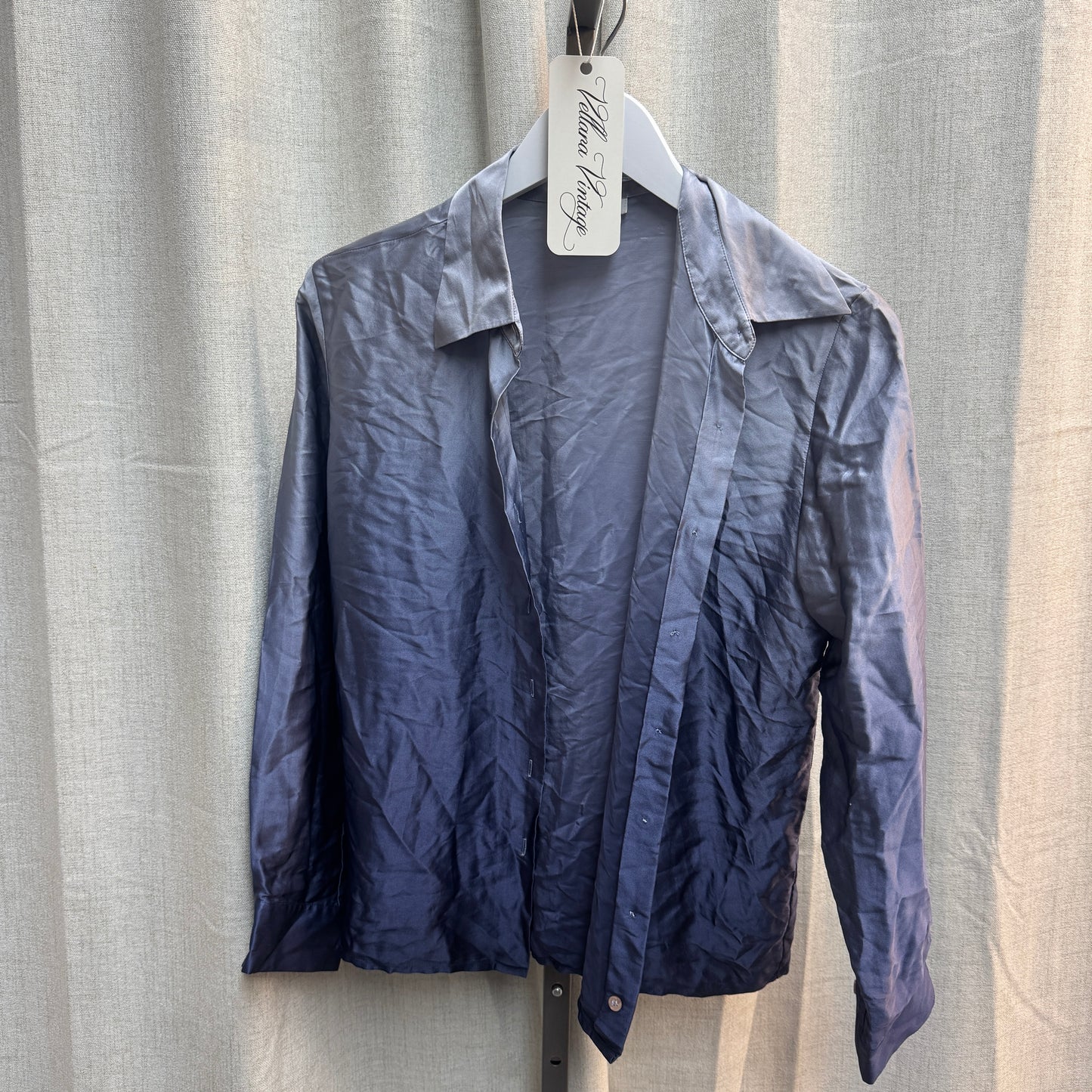Blue Gradient Silk Button Up Blouse
