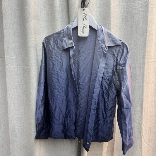 Blue Gradient Silk Button Up Blouse