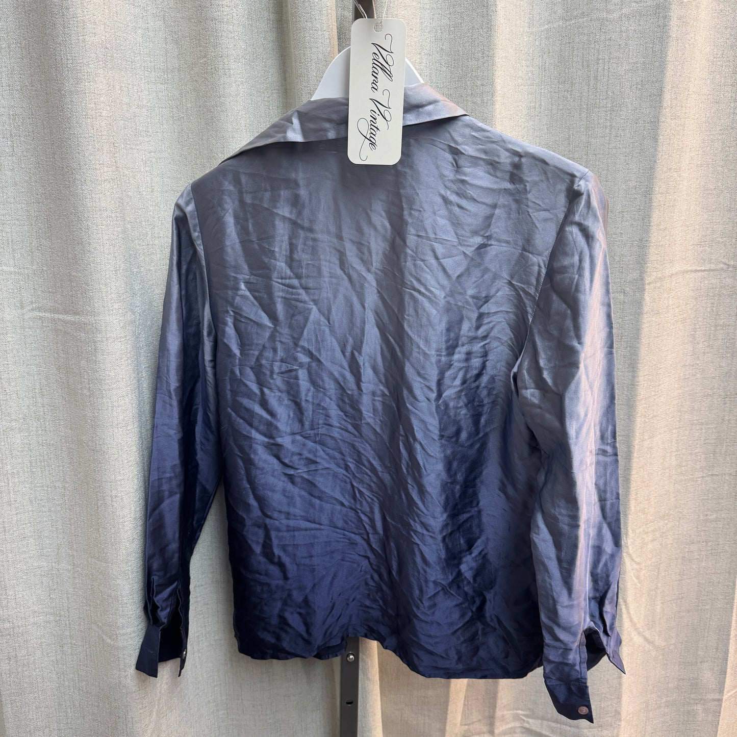 Blue Gradient Silk Button Up Blouse