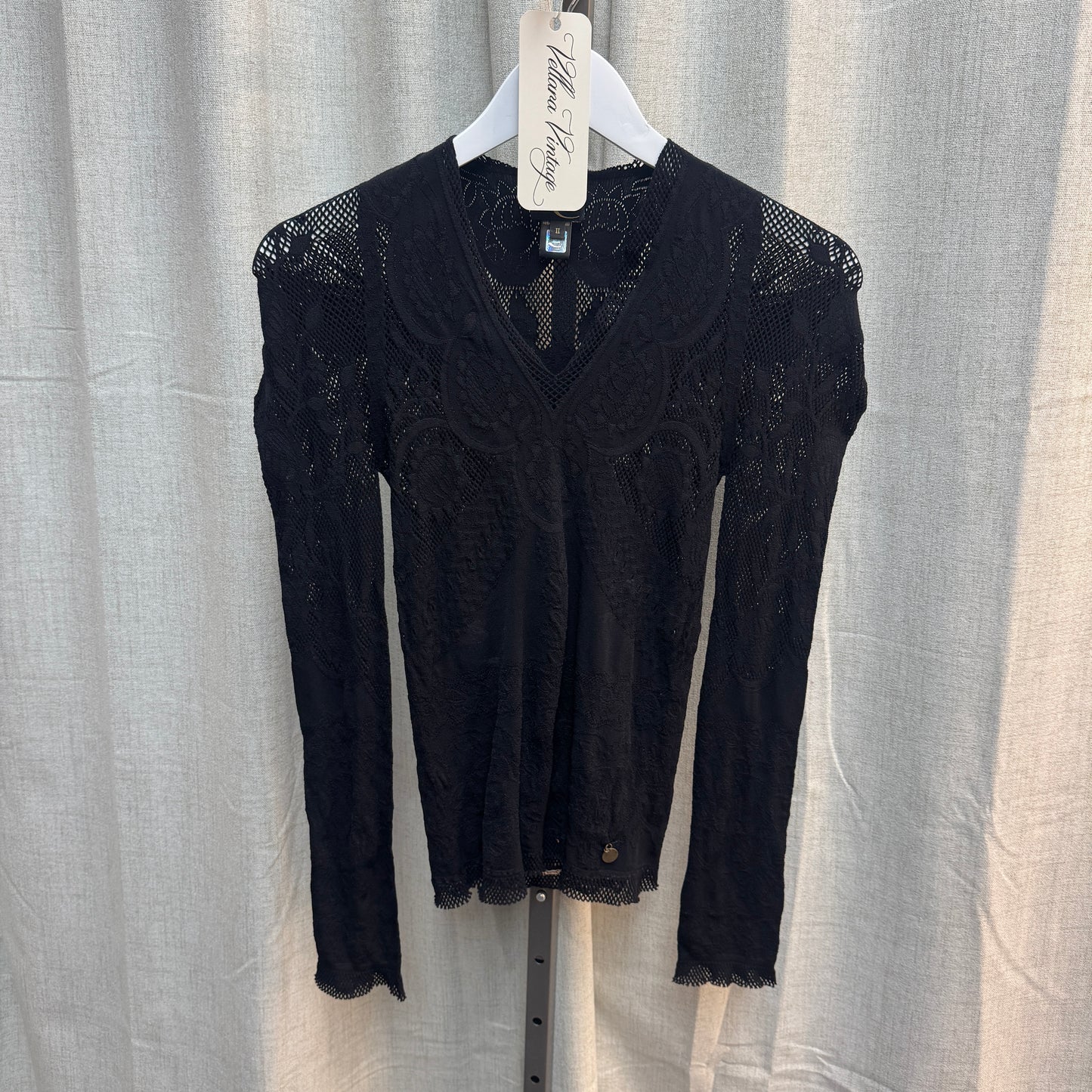 Just Cavalli Black Mesh Cutout Long Sleeve