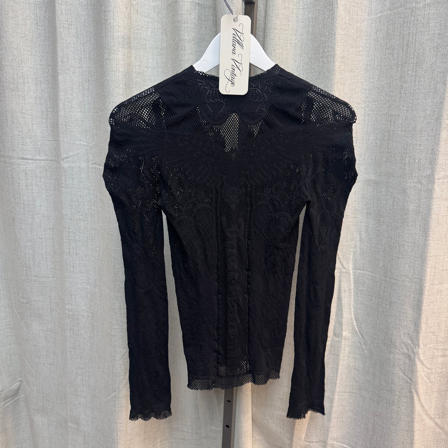 Just Cavalli Black Mesh Cutout Long Sleeve