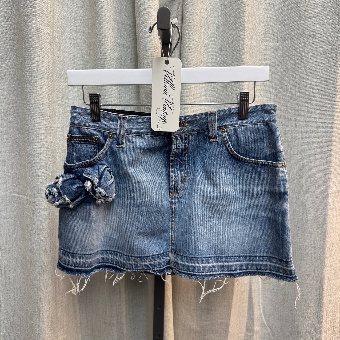 D&G Floral Appliqué Denim Mini Skirt