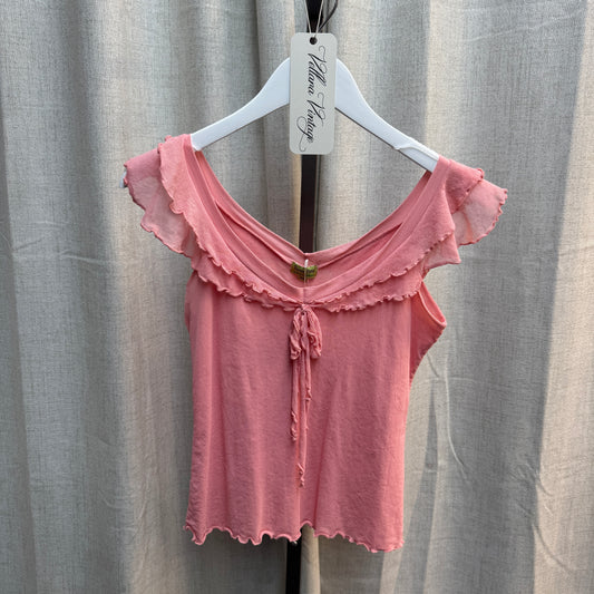 Pink Ruffle Short Sleeve Blouse