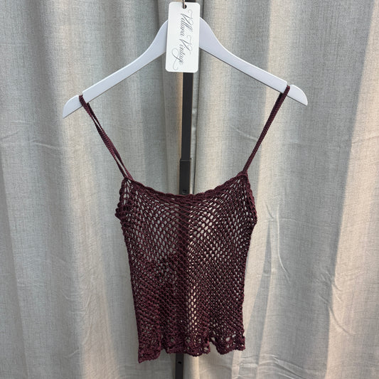 Burgundy Floral Crochet Tank Top