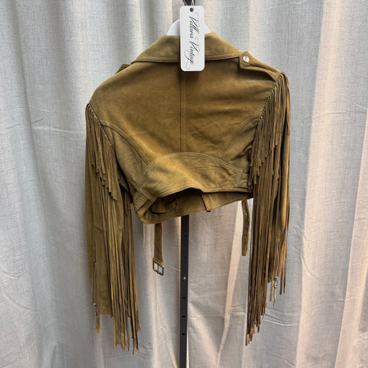 Tan Suede Western Tassel Fringe Cropped Jacket