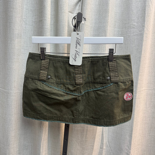 Diesel Y2K Khaki Micro Mini Skirt