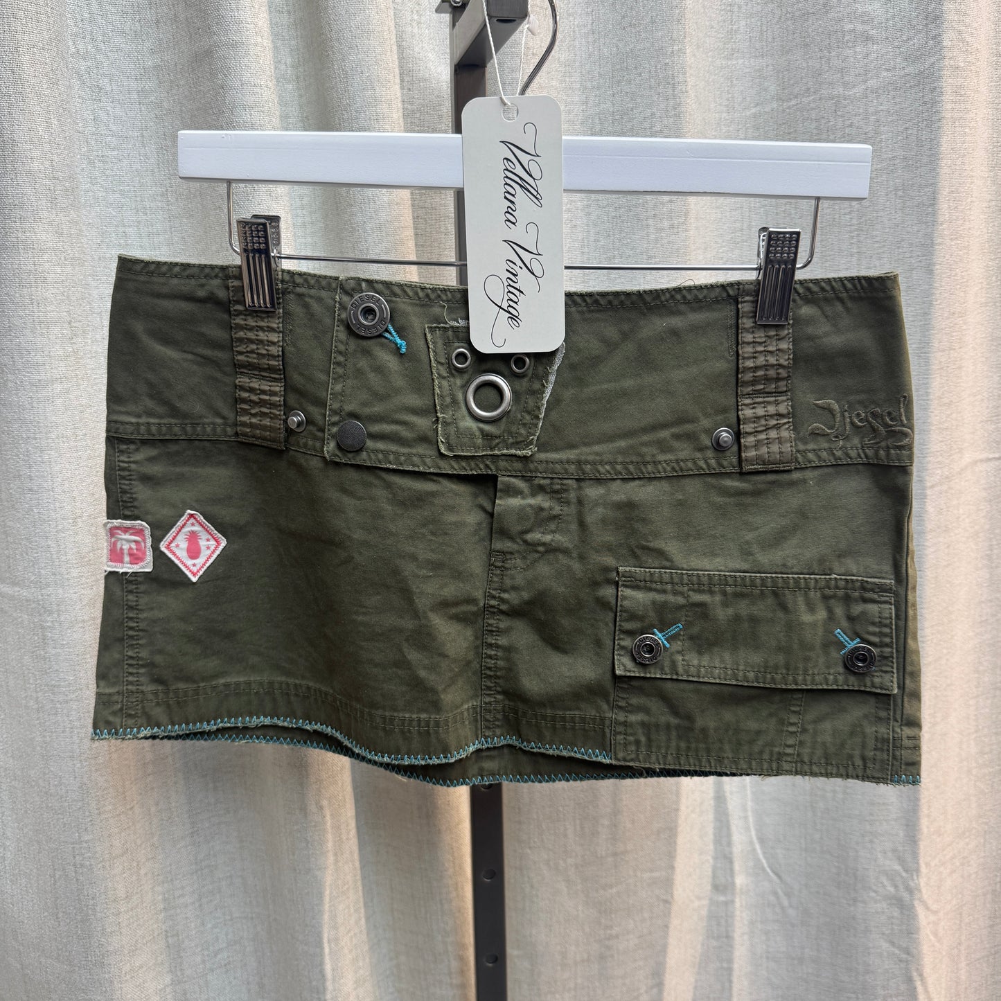 Diesel Y2K Khaki Micro Mini Skirt
