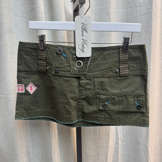 Diesel Y2K Khaki Micro Mini Skirt