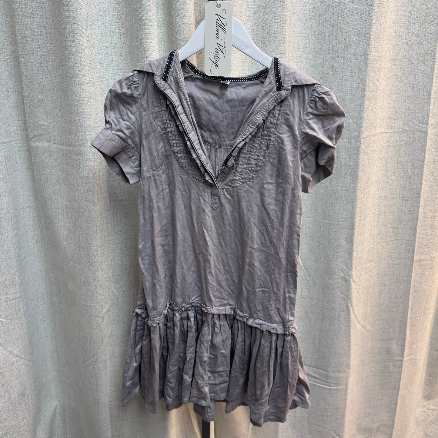 Pepe Jeans Puff Sleeve Tiered Mini Dress