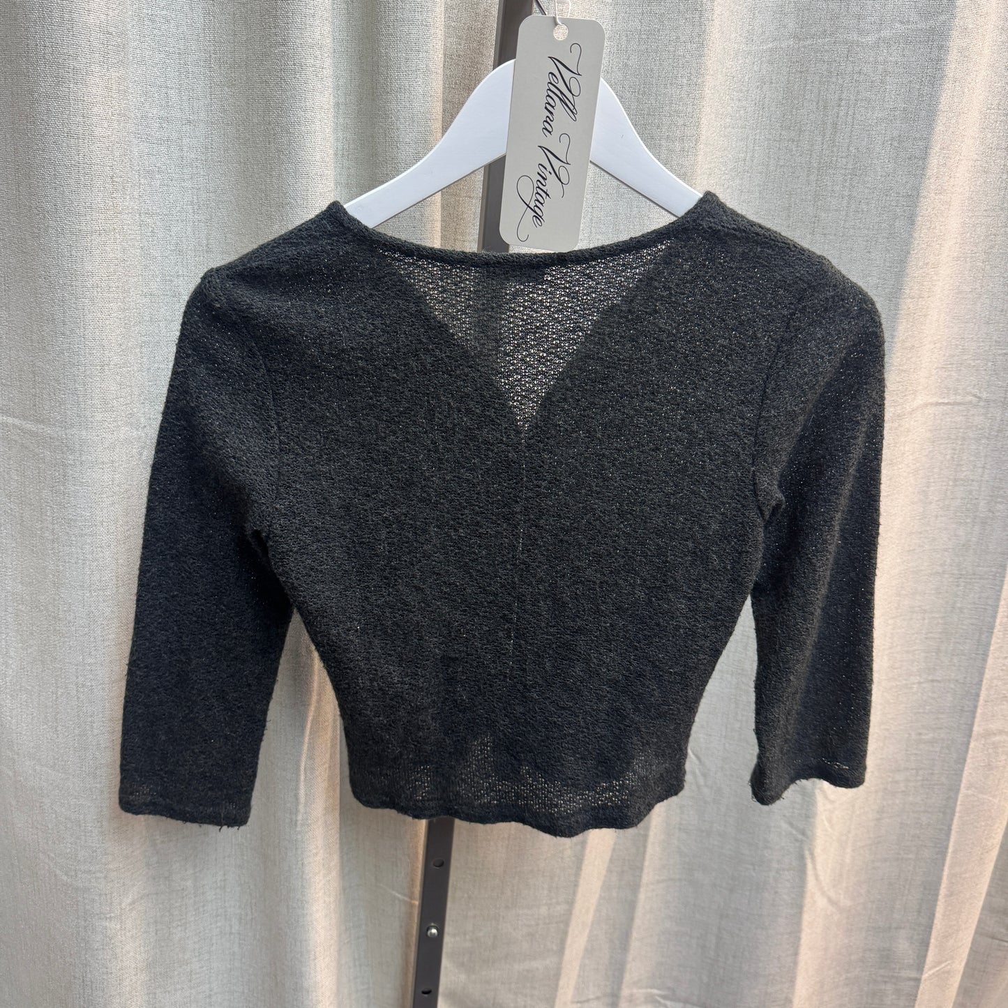 Gray 3/4 Sleeve Cropped Knit Cardigan