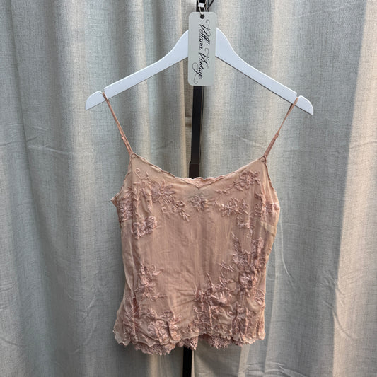 Pink Floral Layered Lace Tank Top