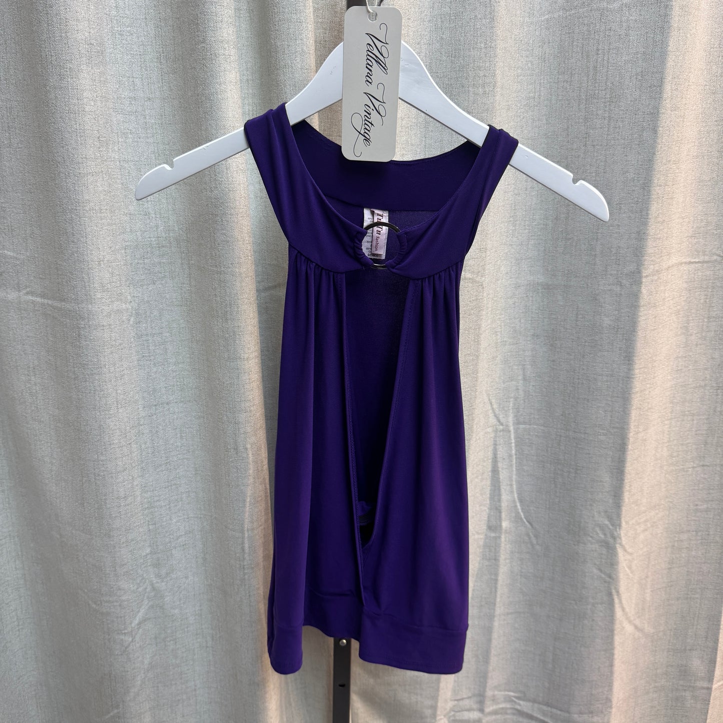 Purple Halter Draped Tank Top