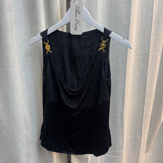 Versace Cowl Neck Black Tank Top