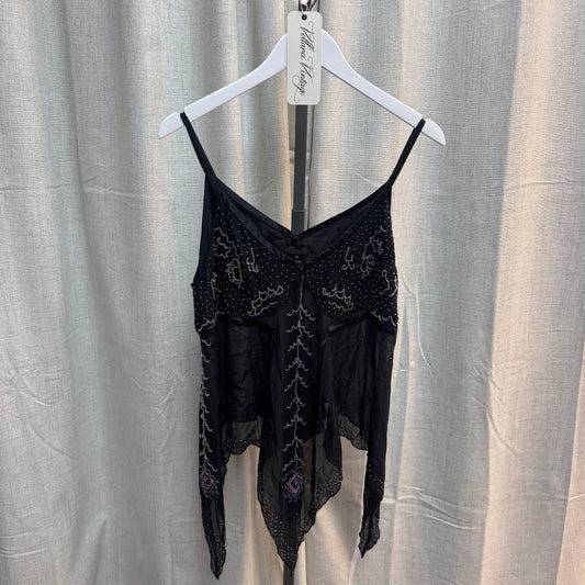 Beaded Boho Asymmetrical Tank Top