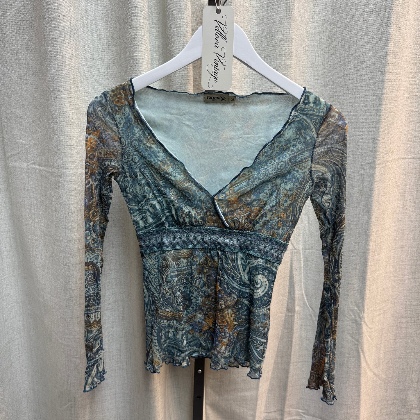 Mesh Floral Paisley Long Sleeve Top