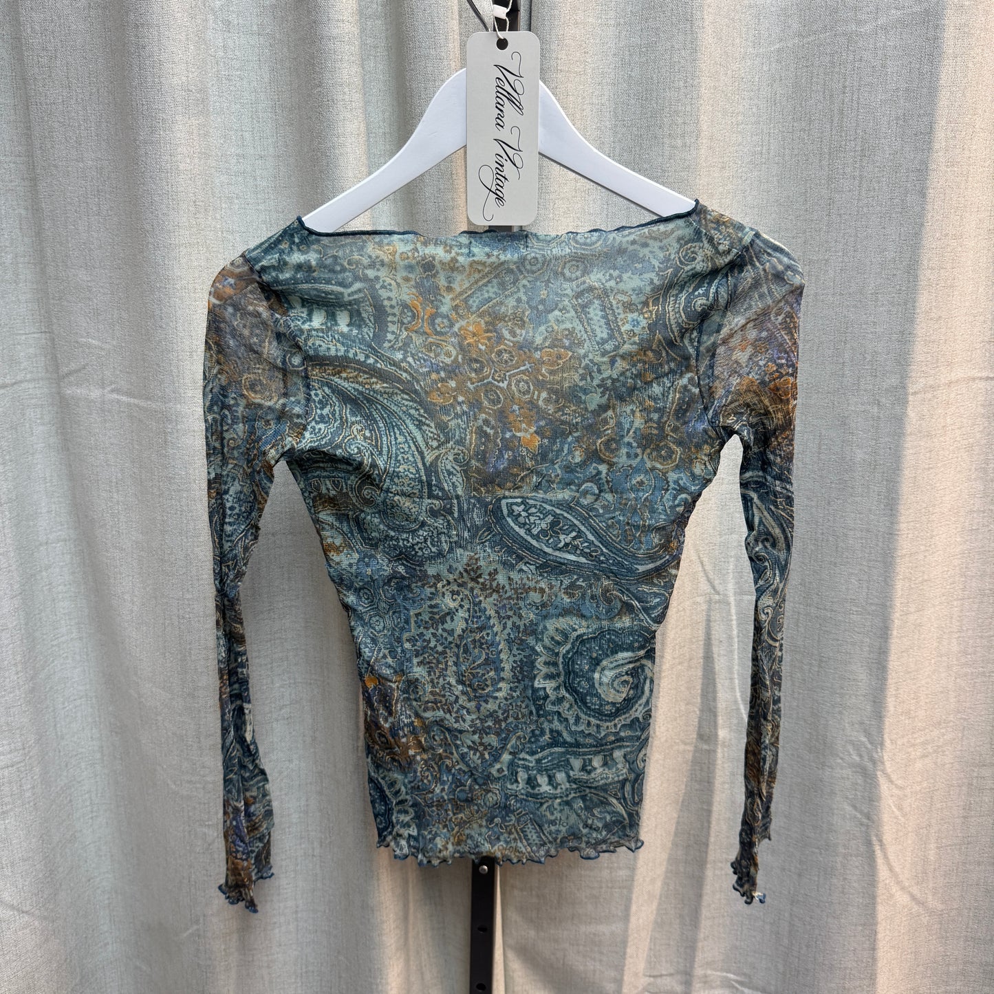 Mesh Floral Paisley Long Sleeve Top