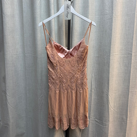 Sue Wong Dusty Rose Lace Beaded Dress