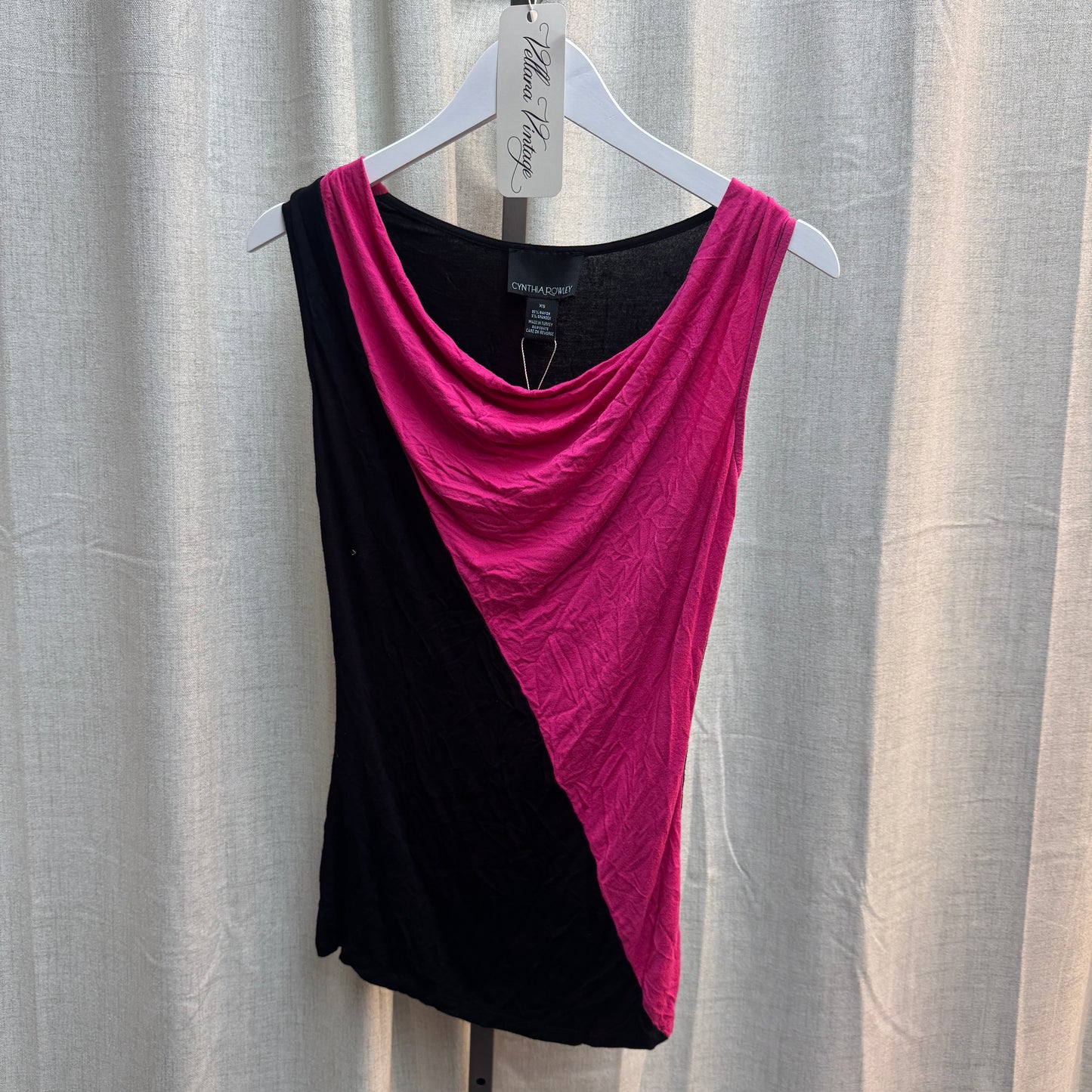 Pink and Black Geometric Sleeveless Top