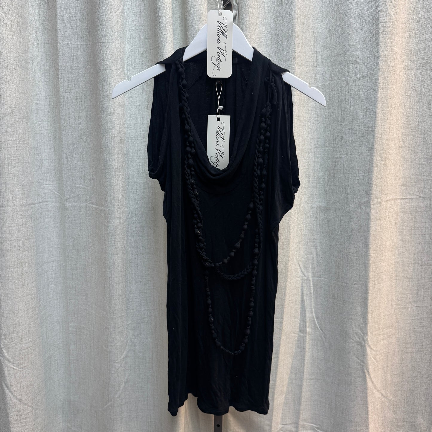 BCBGMAXAZRIA Black Cowl Neck Draped Necklace Mini Dress