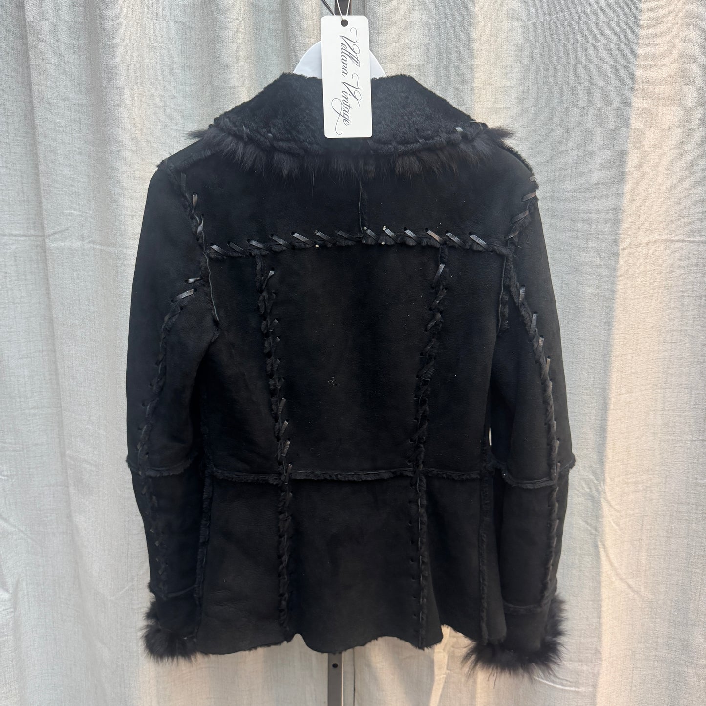 Black Italian Suede Fur Shearling Jacket