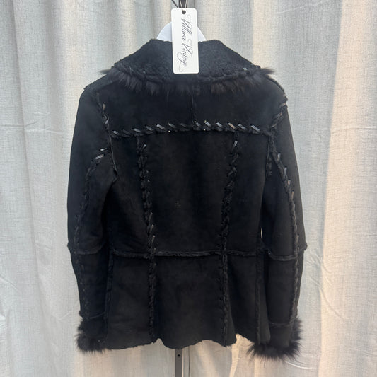 Black Italian Suede Fur Shearling Jacket