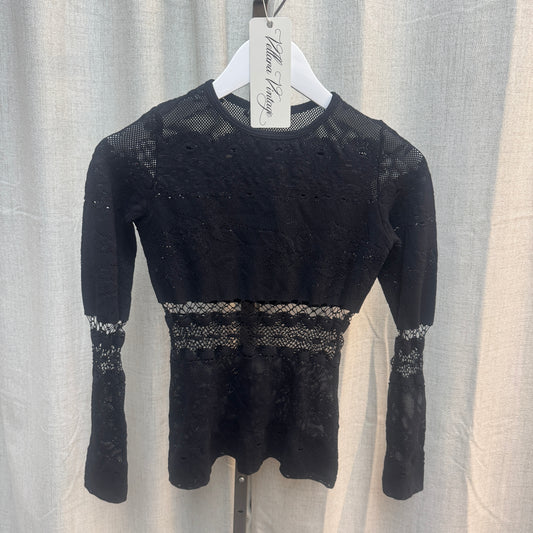 Black Lace Cut-Out Long Sleeve