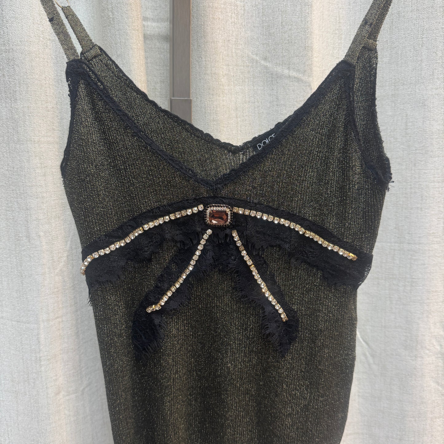 D&G Shimmery Green Bow Tank Top