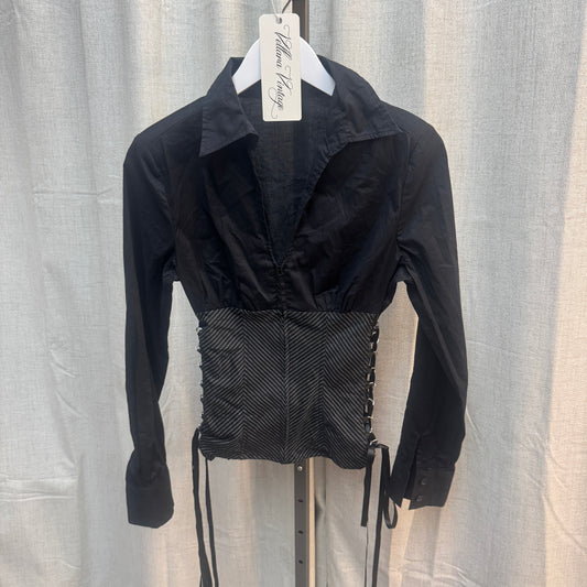 Morgan De Toi Long Sleeve Lace Up Blouse