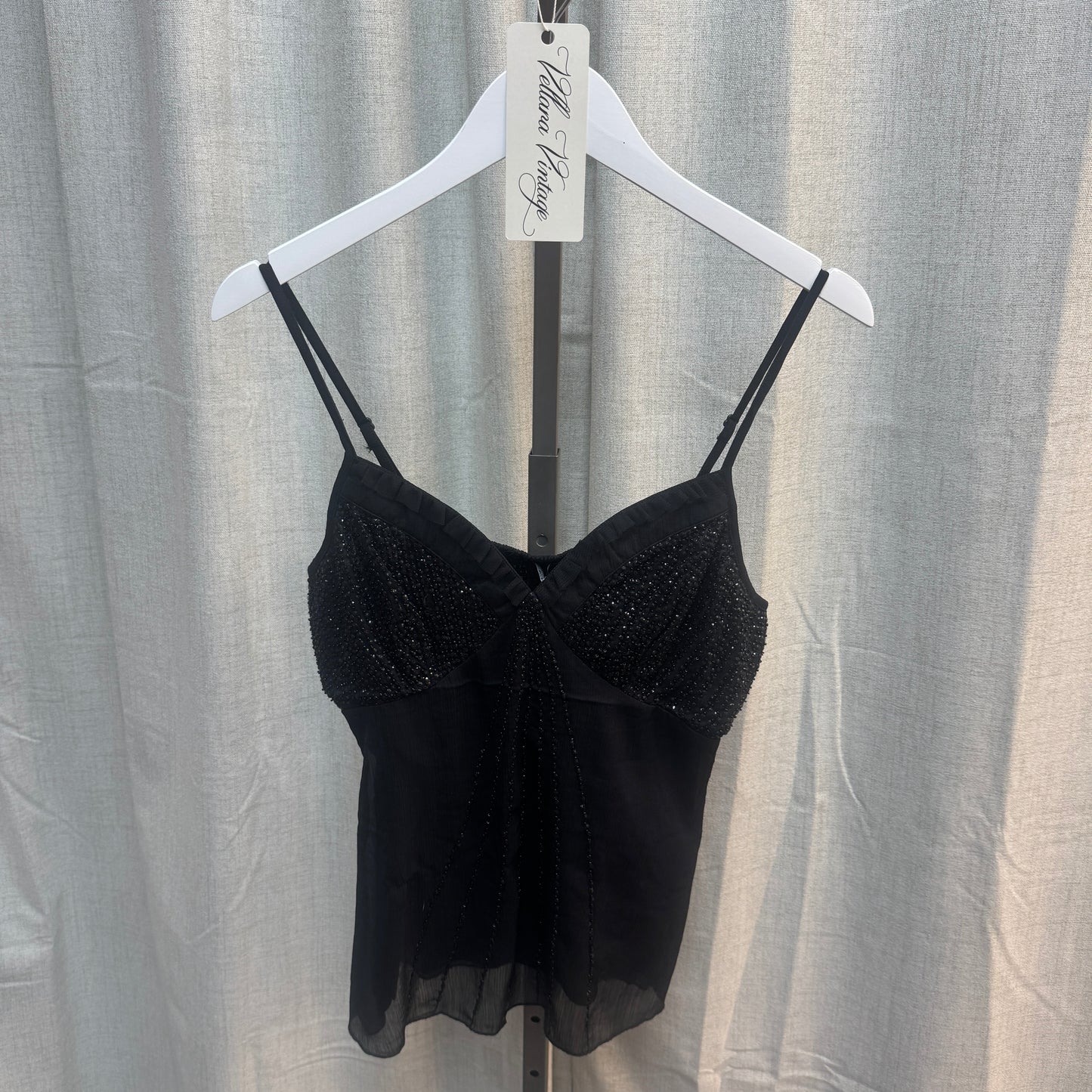 Black Beaded Layered Tank Top