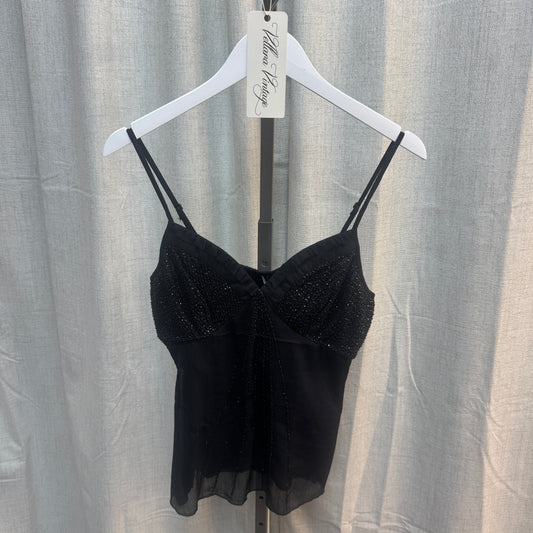 Black Beaded Layered Tank Top