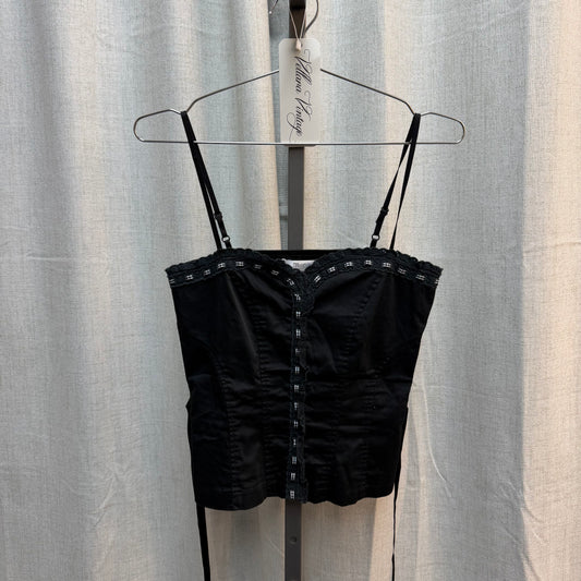 Gingham Threaded Black Cami
