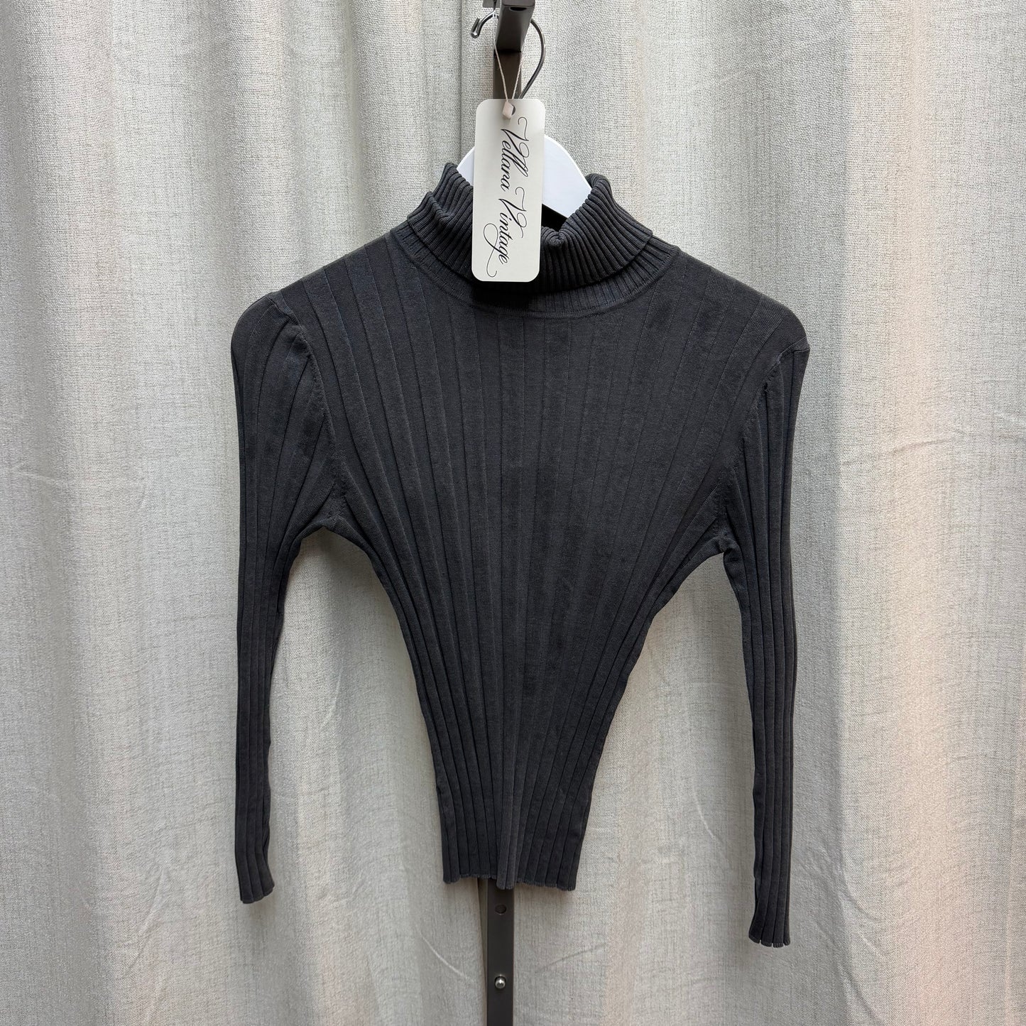 Grey Silk Blend Turtleneck Top