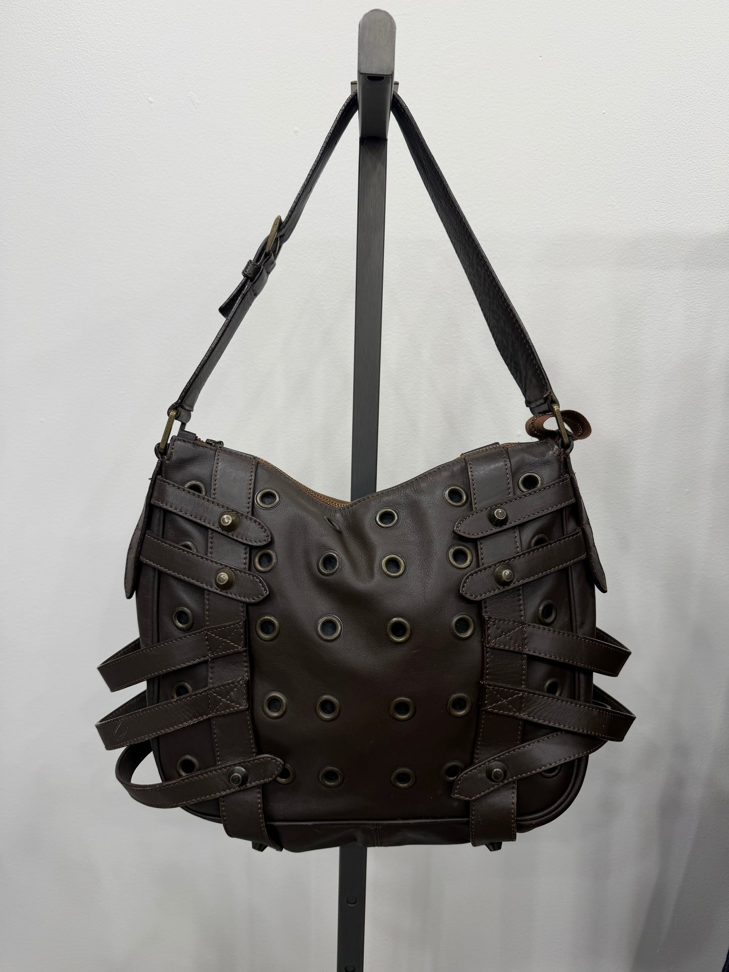 Gianfranco Ferre Studded Brown Leather Bag