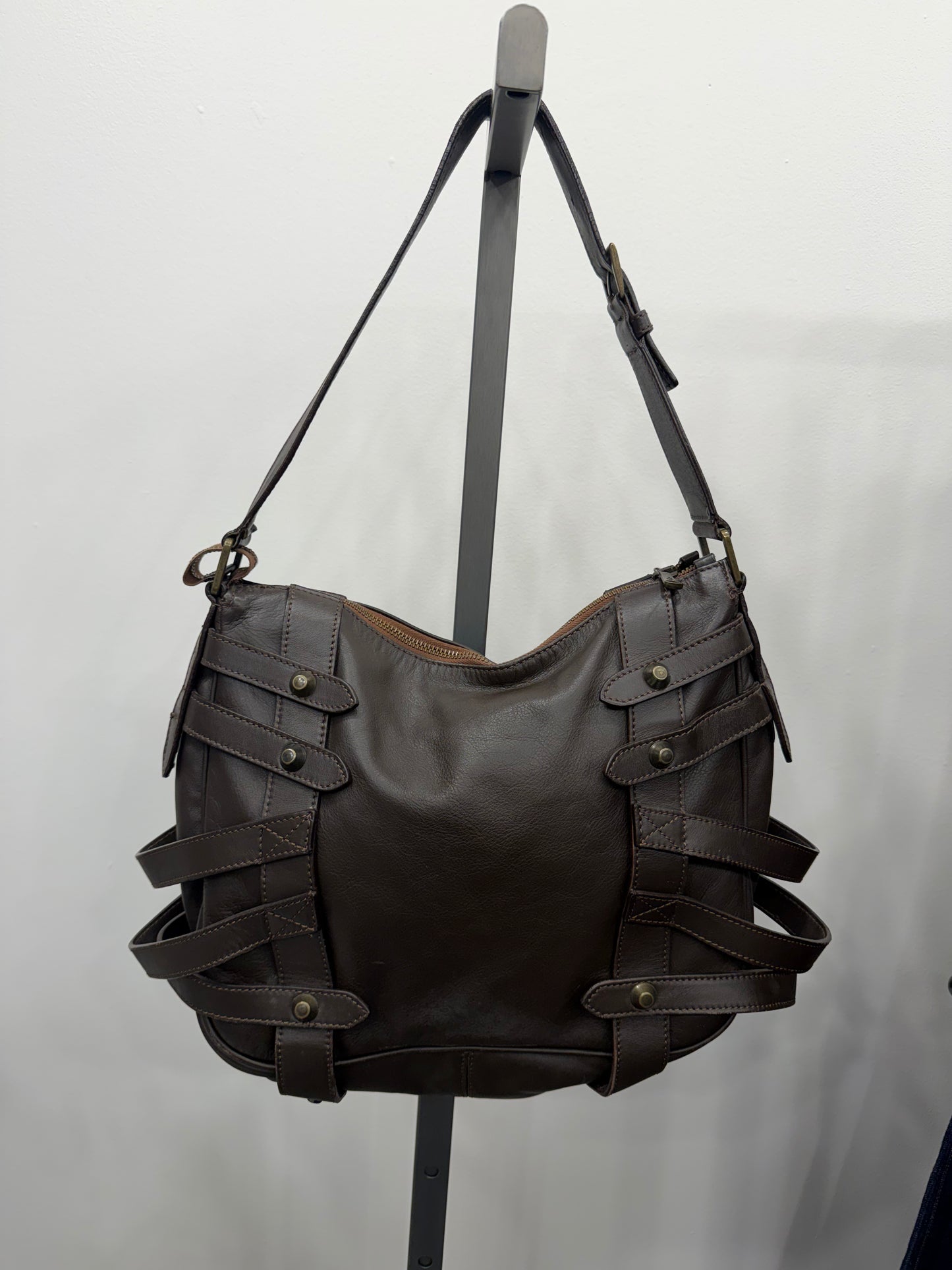 Gianfranco Ferre Studded Brown Leather Bag
