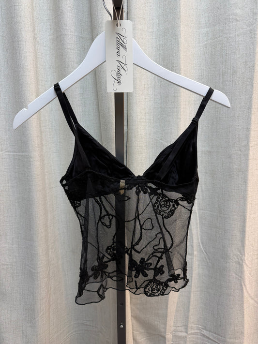 Black Silk and Lace Top