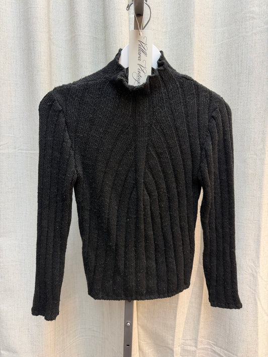Prada Charcoal Ribbed Mock-neck Sweater