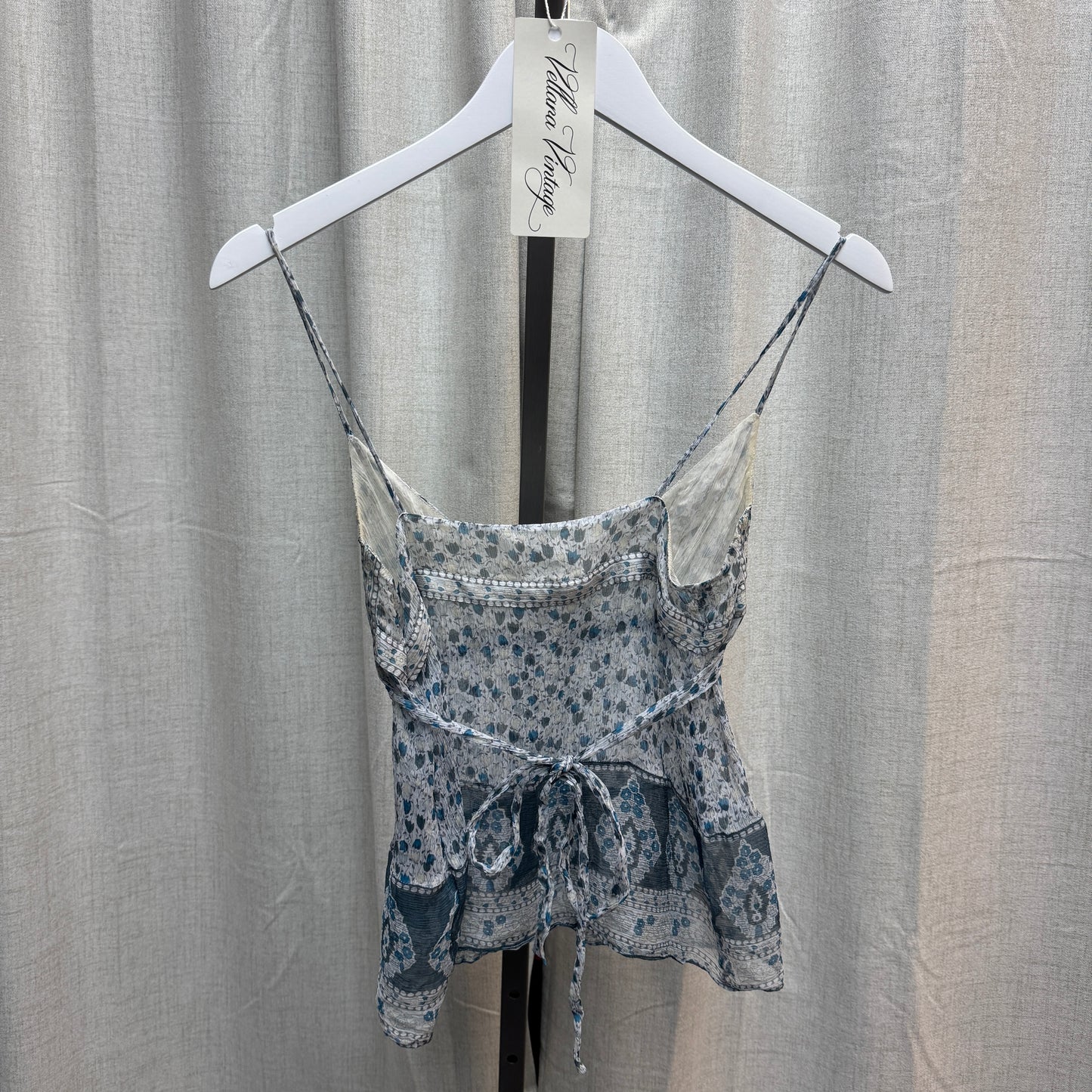 See by Chloé Blue Floral V-Neck Tie Tank Top