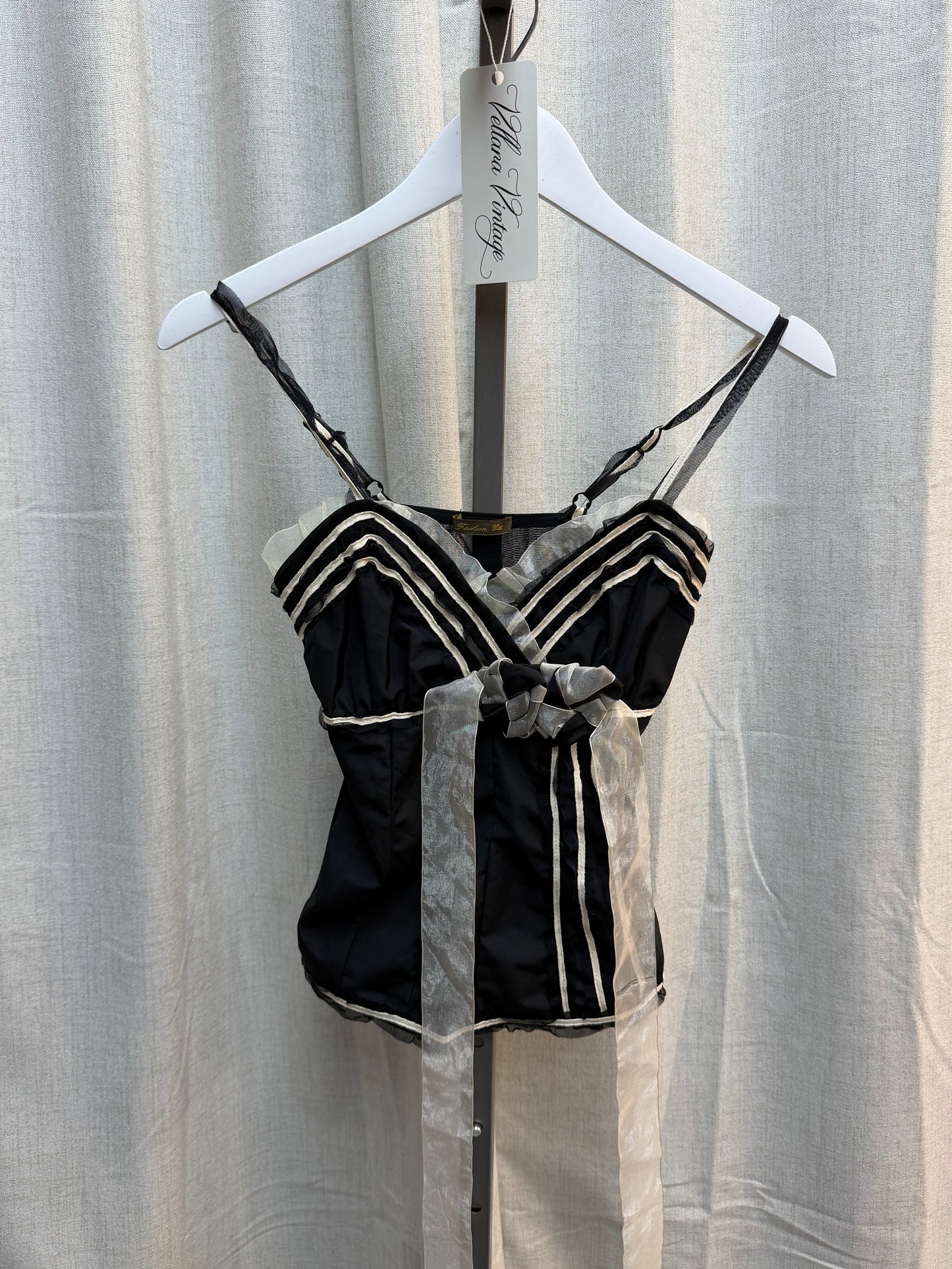 Black and Cream Flower Cami