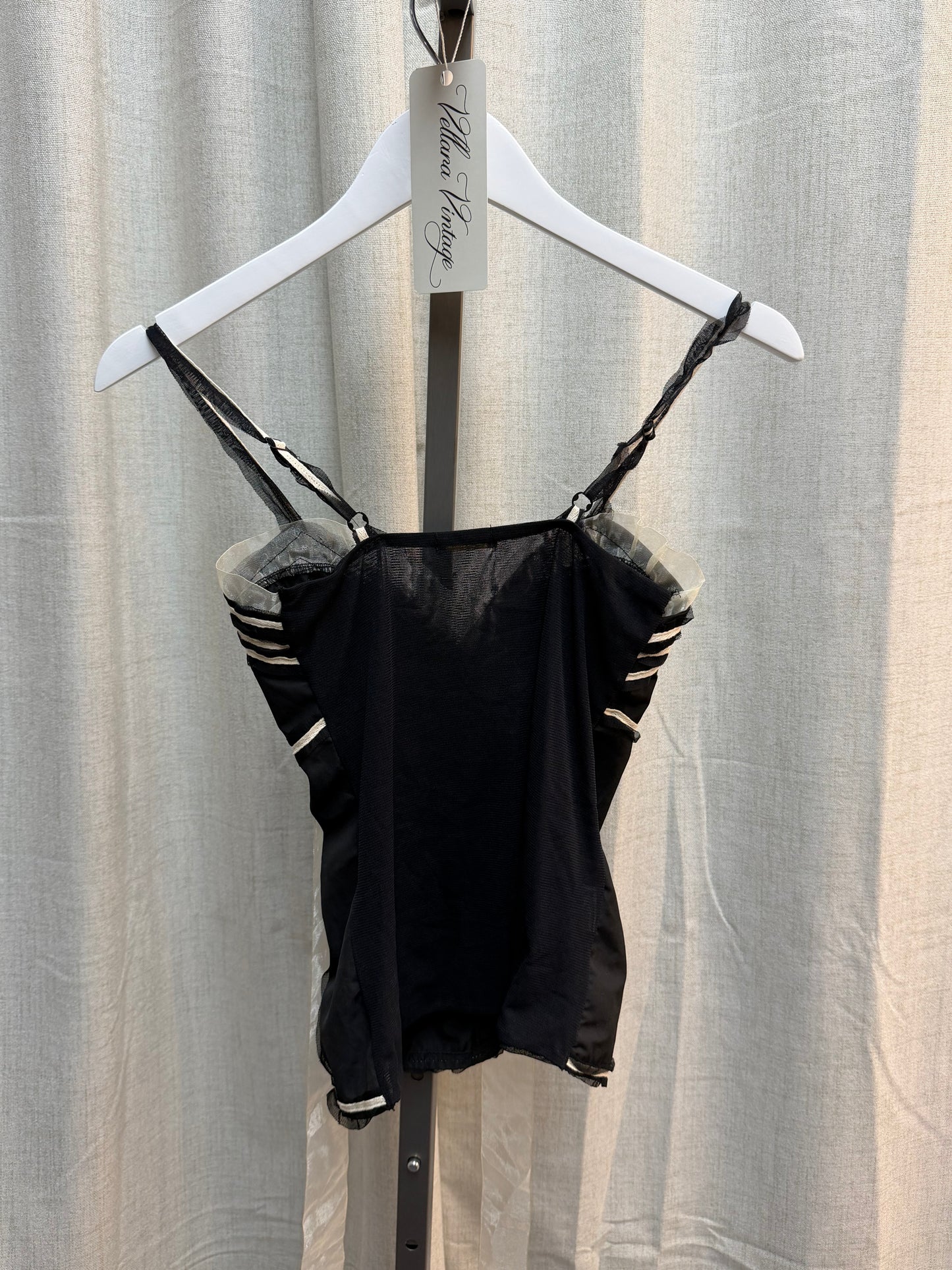 Black and Cream Flower Cami