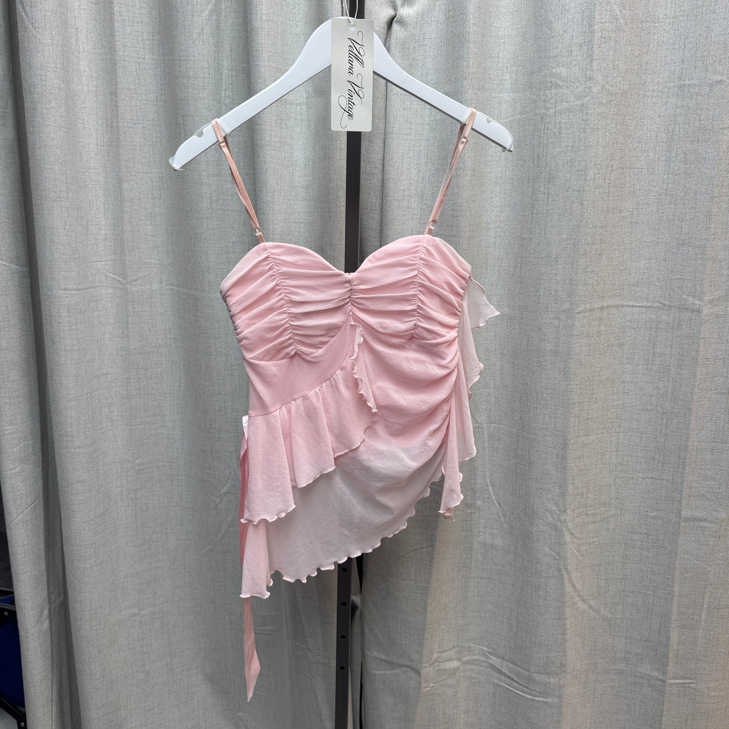 Morgan de Toi Pink Asymmetrical Ruffle Top