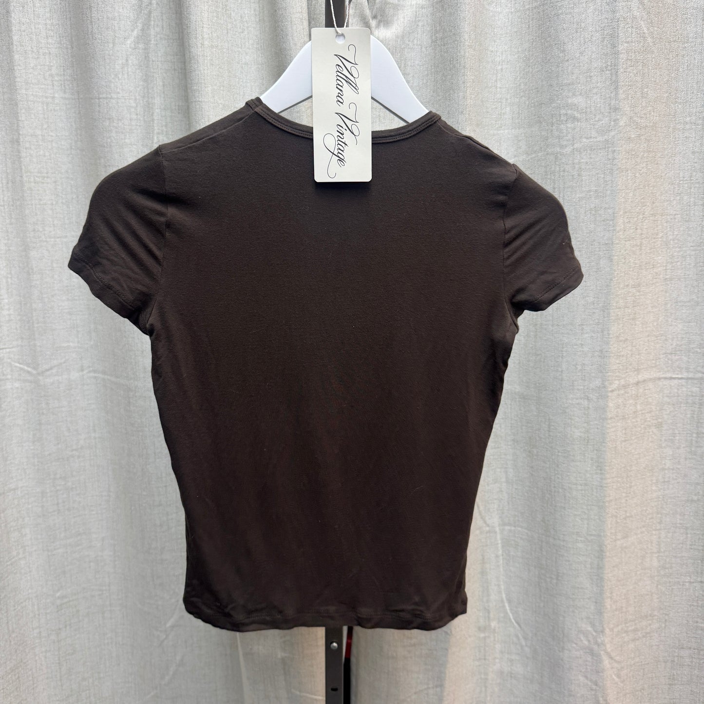 Moschino Jeans Brown Floral Embellished Cropped T-Shirt