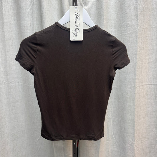 Moschino Jeans Brown Floral Embellished Cropped T-Shirt