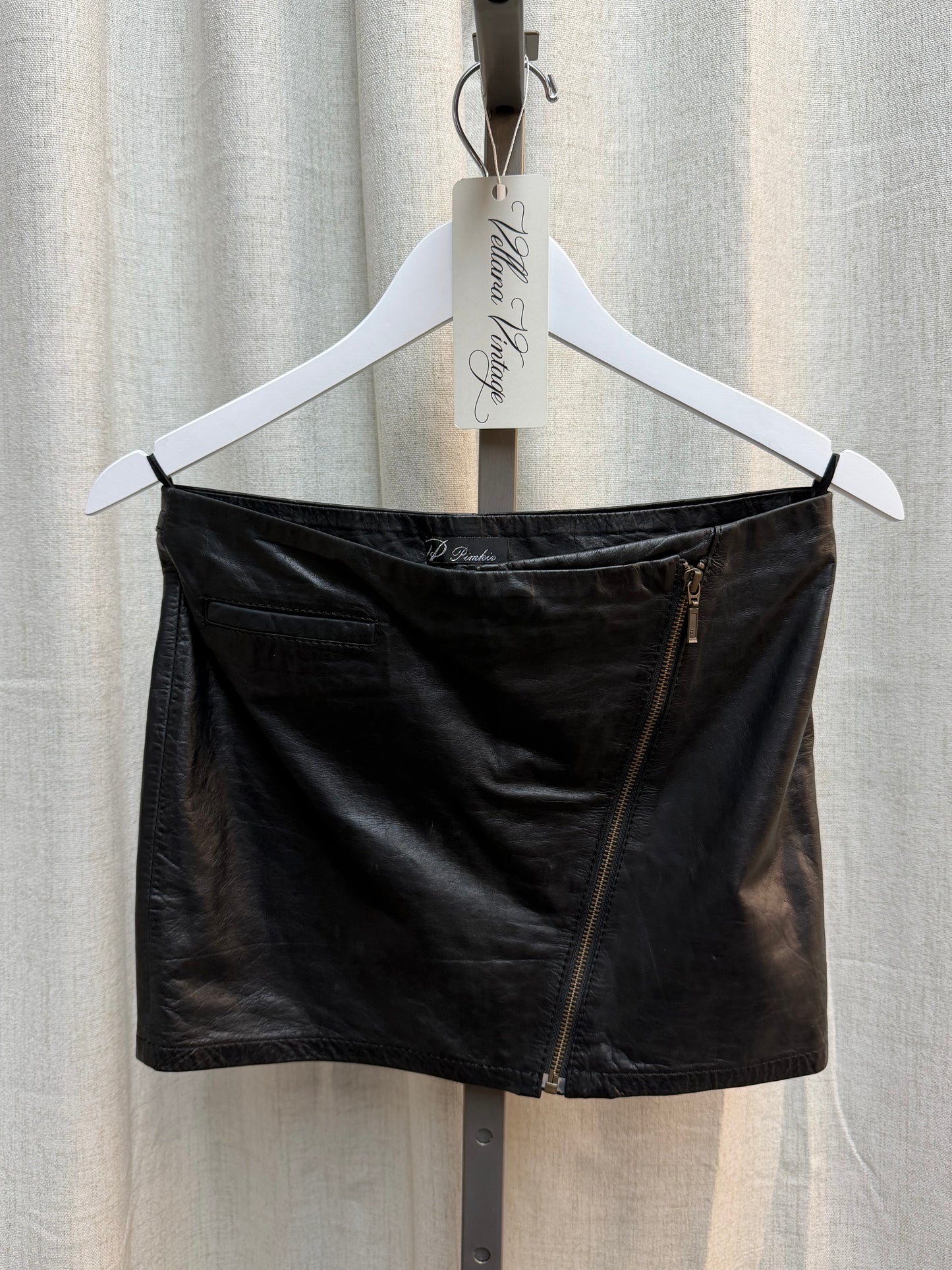 Black Genuine Leather Mini Skirt